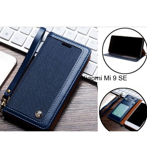 Xiaomi Mi 9 Se Case Wallet Denim Leather Case - Dark Blue