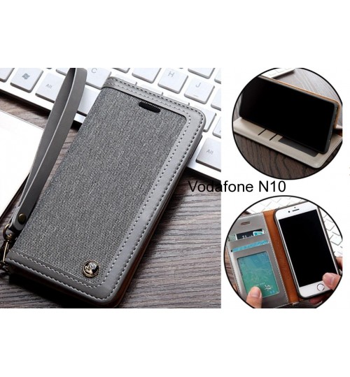 Vodafone N10 Case Wallet Denim Leather Case - Silver