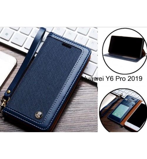 Huawei Y6 Pro 2019 Case Wallet Denim Leather Case - Dark Blue