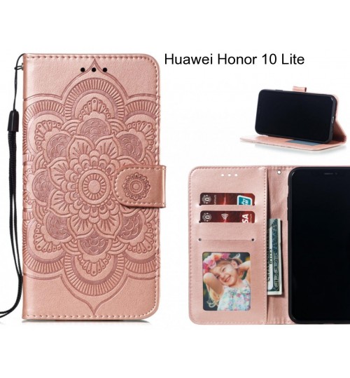 Huawei Honor 10 Lite Case Leather Wallet Case Embossed Pattern - Rose