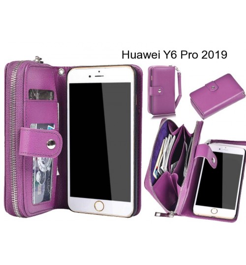 Huawei Y6 Pro 2019 Case Coin Wallet Case Full Wallet Leather Case - Purple
