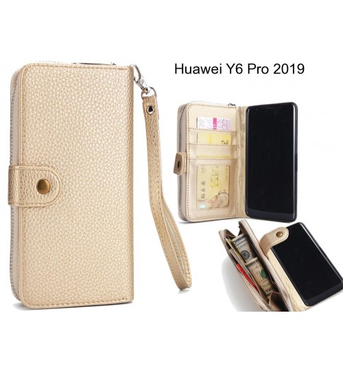 Huawei Y6 Pro 2019 Case Coin Wallet Case Full Wallet Leather Case - Gold