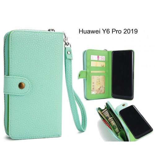 Huawei Y6 Pro 2019 Case Coin Wallet Case Full Wallet Leather Case - Green