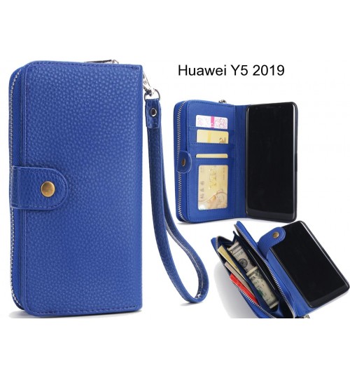 Huawei Y5 2019 Case Coin Wallet Case Full Wallet Leather Case - Dark Blue