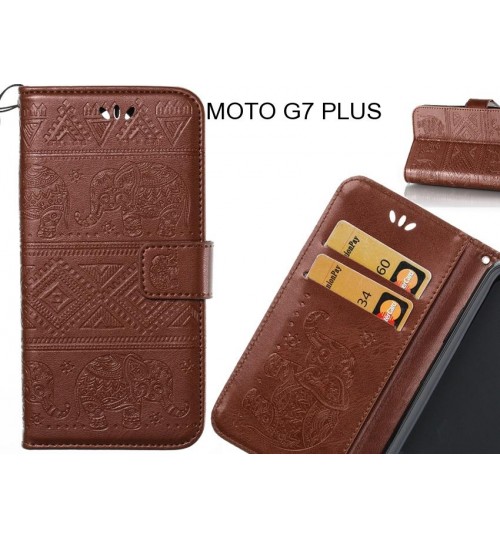 MOTO G7 PLUS case Wallet Leather flip case Embossed Elephant Pattern