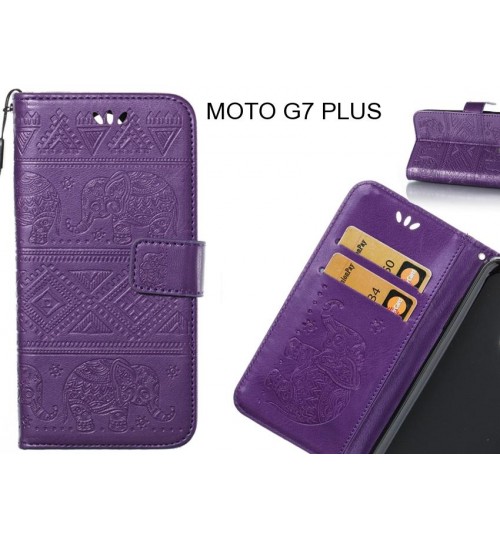 MOTO G7 PLUS case Wallet Leather flip case Embossed Elephant Pattern