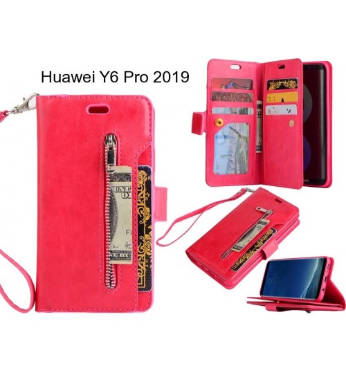 Huawei Y6 Pro 2019 case 10 cards slots wallet leather case with zip