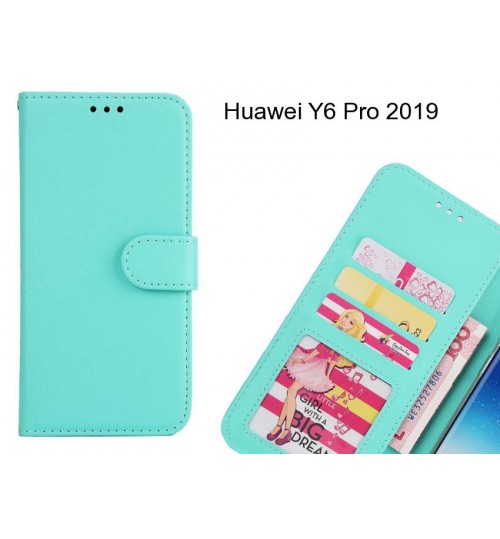 Huawei Y6 Pro 2019  Case Magnetic Flip Leather Wallet Case - Green