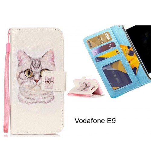 Vodafone E9 case 3 card leather wallet case printed ID