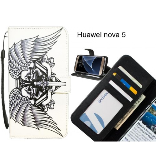 Huawei nova 5 case 3 card leather wallet case printed ID