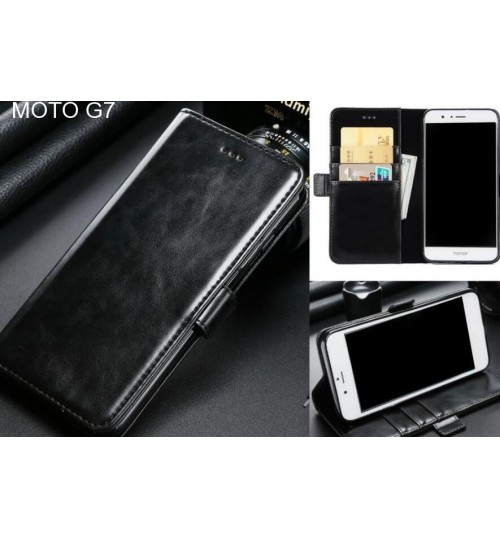 Moto G7 Case Executive Leather Wallet Case - Black
