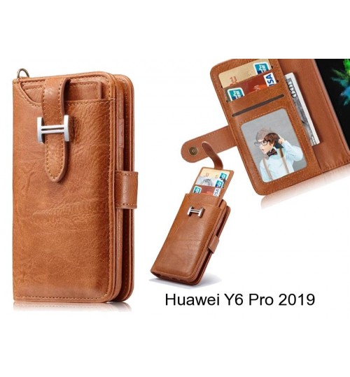 Huawei Y6 Pro 2019 Case Retro Leather Case Multi Cards Cash Pocket - Brown