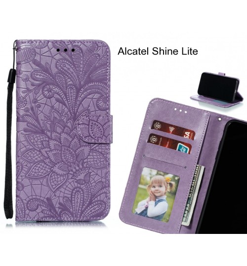 Alcatel Shine Lite Case Embossed Wallet Slot Case - Purple
