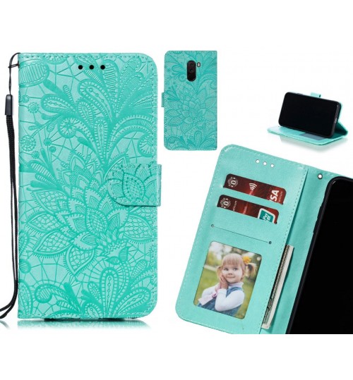 Xiaomi Pocophone F1 Case Embossed Wallet Slot Case - Green