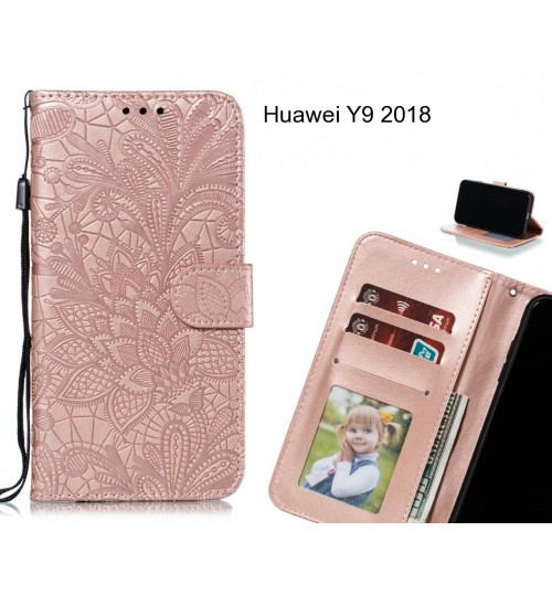 Huawei Y9 2018 Case Embossed Wallet Slot Case - Rose Gold