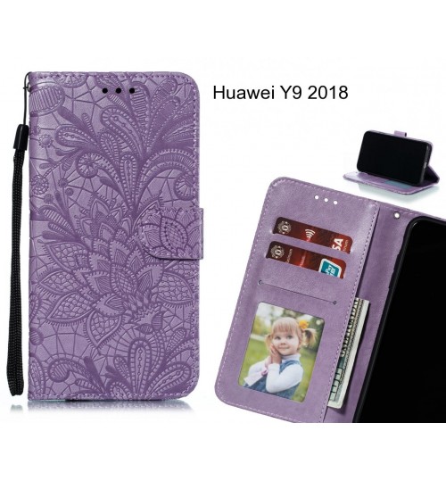Huawei Y9 2018 Case Embossed Wallet Slot Case - Purple
