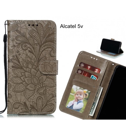 Alcatel 5v Case Embossed Wallet Slot Case - Grey