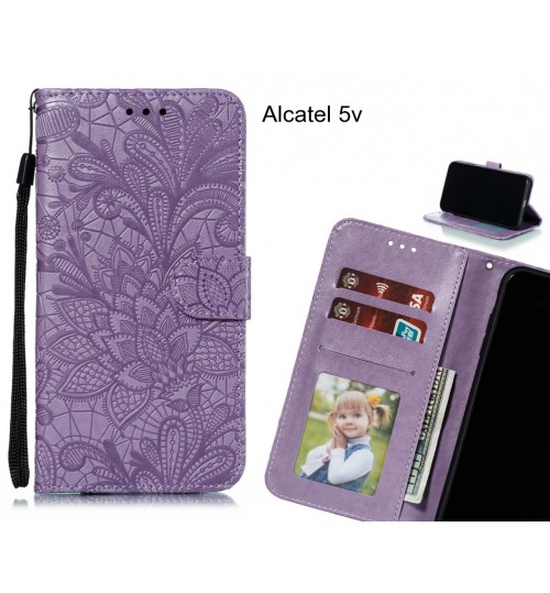 Alcatel 5v Case Embossed Wallet Slot Case - Purple