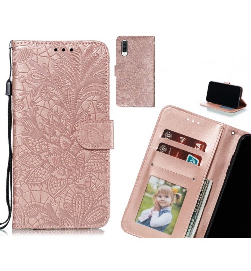 Samsung Galaxy A70 Case Embossed Wallet Slot Case - Rose Gold