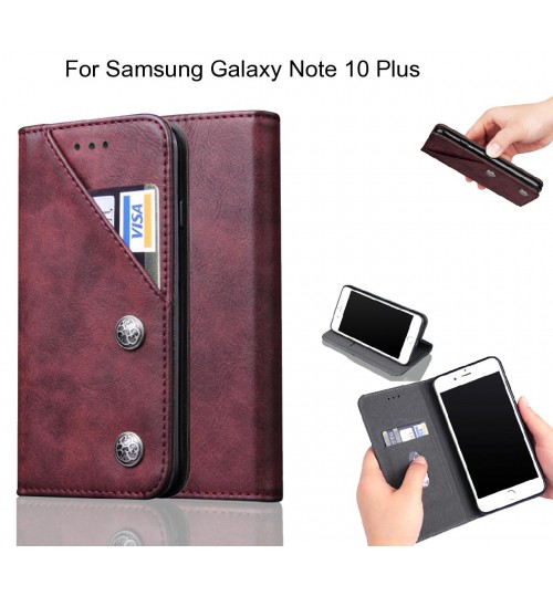 Samsung Galaxy Note 10 Plus Case ultra slim retro leather wallet case 2 cards magnet