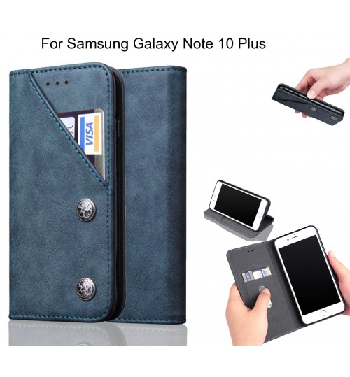 Samsung Galaxy Note 10 Plus Case ultra slim retro leather wallet case 2 cards magnet