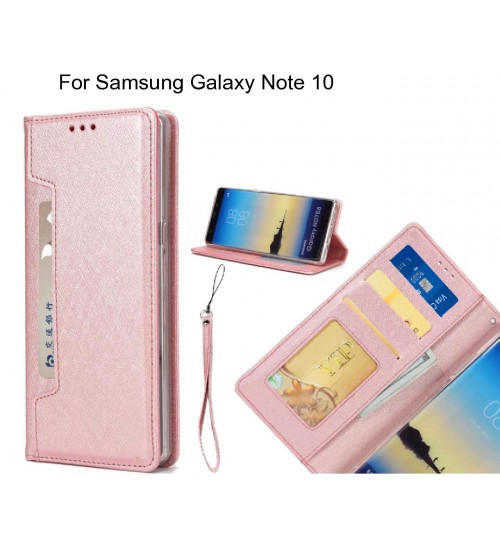 Samsung Galaxy Note 10 case Silk Texture Leather Wallet case 4 cards 1 ID magnet