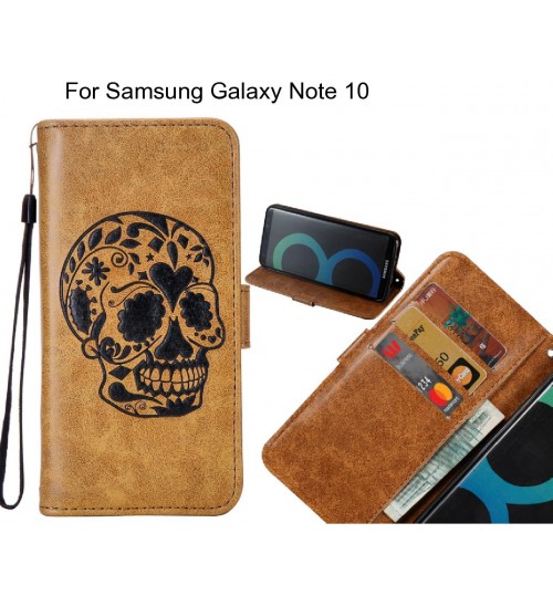 Samsung Galaxy Note 10 case skull vintage leather wallet case