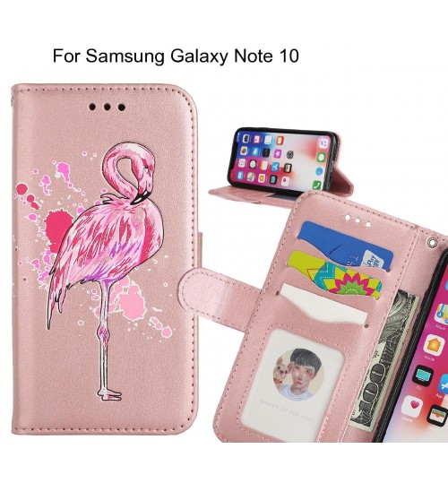 Samsung Galaxy Note 10 case Embossed Flamingo Wallet Leather Case