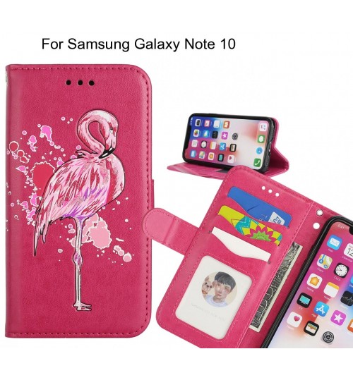 Samsung Galaxy Note 10 case Embossed Flamingo Wallet Leather Case