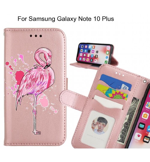 Samsung Galaxy Note 10 Plus case Embossed Flamingo Wallet Leather Case