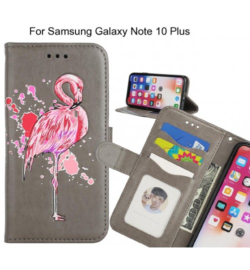 Samsung Galaxy Note 10 Plus case Embossed Flamingo Wallet Leather Case