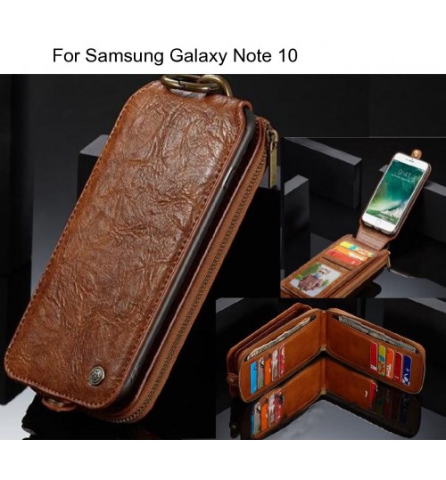 Samsung Galaxy Note 10 case premium leather multi cards 2 cash pocket zip pouch