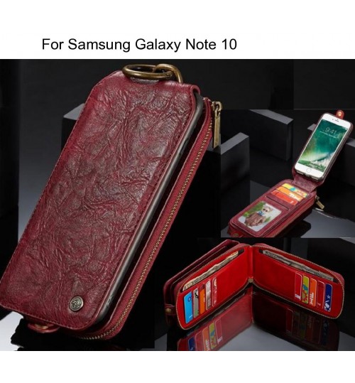 Samsung Galaxy Note 10 case premium leather multi cards 2 cash pocket zip pouch