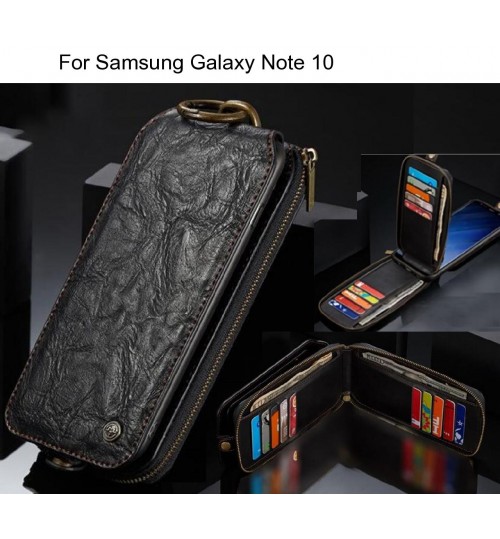 Samsung Galaxy Note 10 case premium leather multi cards 2 cash pocket zip pouch