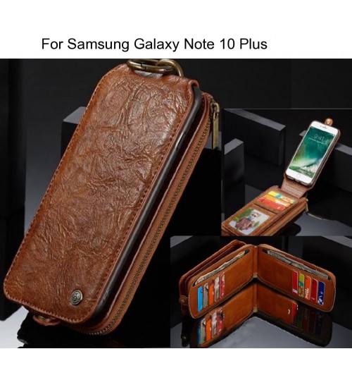 Samsung Galaxy Note 10 Plus case premium leather multi cards 2 cash pocket zip pouch