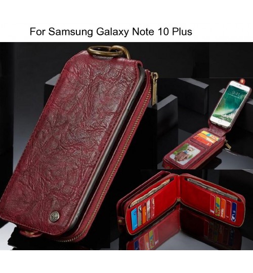 Samsung Galaxy Note 10 Plus case premium leather multi cards 2 cash pocket zip pouch