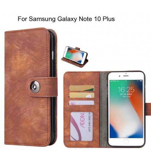 Samsung Galaxy Note 10 Plus Case Retro Leather Wallet Case - Brown