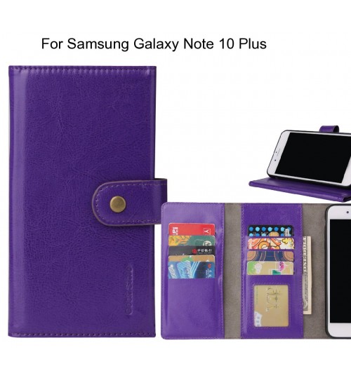 Samsung Galaxy Note 10 Plus Case 9 Slots Wallet Leather Case - Purple