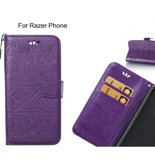 Razer Phone case Wallet Leather case Embossed Elephant Pattern