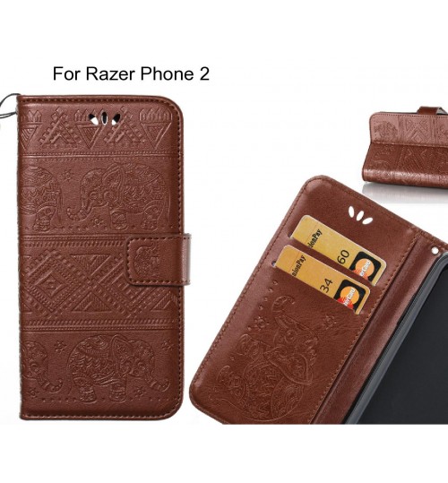 Razer Phone 2 case Wallet Leather case Embossed Elephant Pattern
