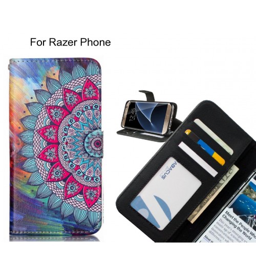 Razer Phone case 3 card leather wallet case printed ID