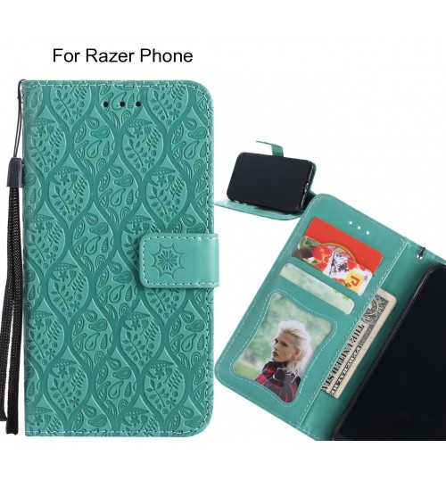 Razer Phone Case Leather Wallet Case embossed sunflower pattern