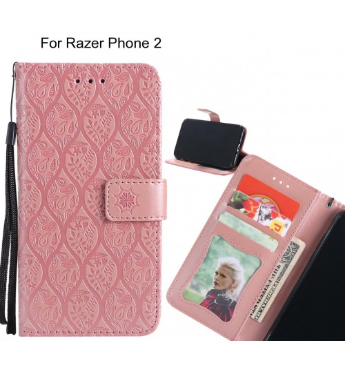 Razer Phone 2 Case Leather Wallet Case embossed sunflower pattern