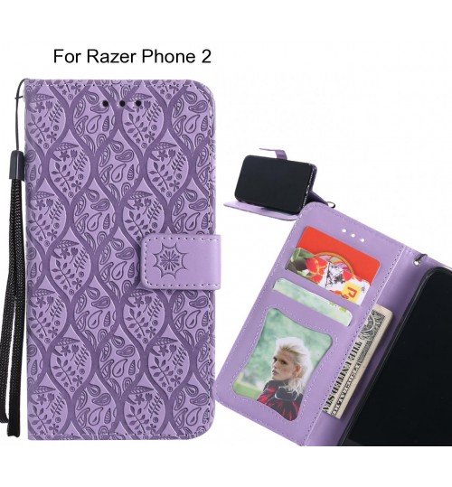 Razer Phone 2 Case Leather Wallet Case embossed sunflower pattern