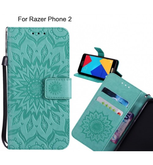 Razer Phone 2 Case Leather Wallet case embossed sunflower pattern