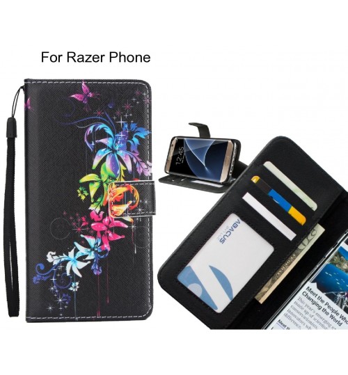 Razer Phone case 3 card leather wallet case printed ID