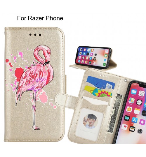 Razer Phone case Embossed Flamingo Wallet Leather Case