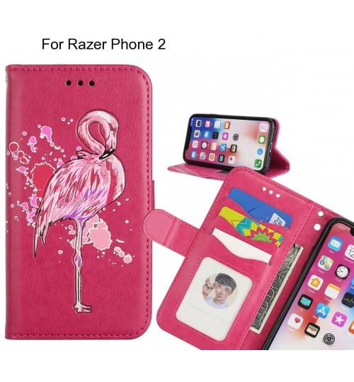 Razer Phone 2 case Embossed Flamingo Wallet Leather Case