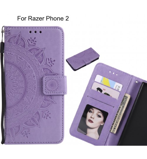 Razer Phone 2 Case Mandala Embossed Leather Wallet Case - Purple