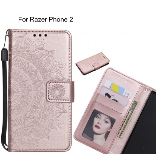 Razer Phone 2 Case Mandala Embossed Leather Wallet Case - Rose Gold